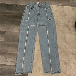 Princess Polly Blue Jeans with White Trim